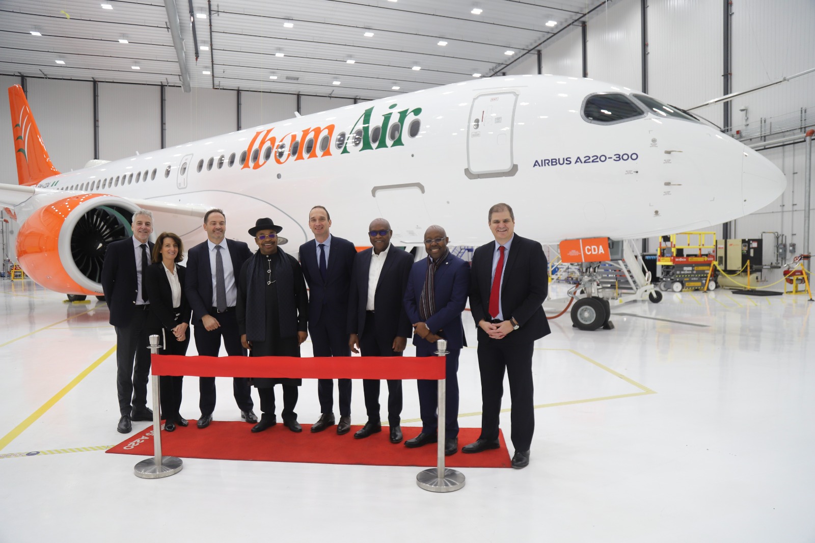 Ex-Gov Emmanuel, Ibom Air Mgt Storm Canada as Airline Gets 1st of 10 New Airbus 220 Planes