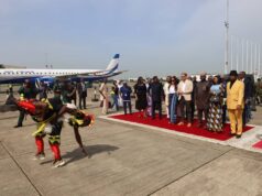 Prince Harry and Meghan Fly Air Peace as Onyema, Military, Others Welcome Royal Couple