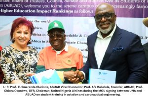 United Nigeria Airlines Signs MoU with Afe Babalola University to Train Students in Aeronautical, Aerospace Engineering