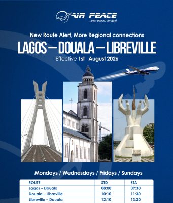 Air Peace launches new scheduled services to Douala, Libreville, Bamako, Conakry from August 1