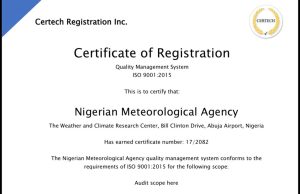 NiMet Achieves ISO 9001: 2015 Certification for Aero-Met Services at Yola, Osubi, Owerri Airports
