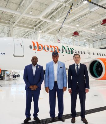 Gov. Eno Leads Pre-Delivery Inspection of Ibom Air’s Third Airbus A220-300 Aircraft in Canada