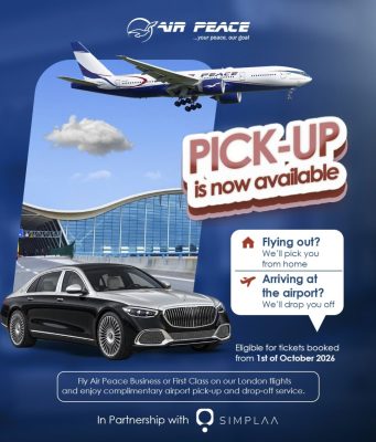 Air Peace Introduces Complimentary Pick-Up, Drop-Off Service for Premium Class Passengers on London Route